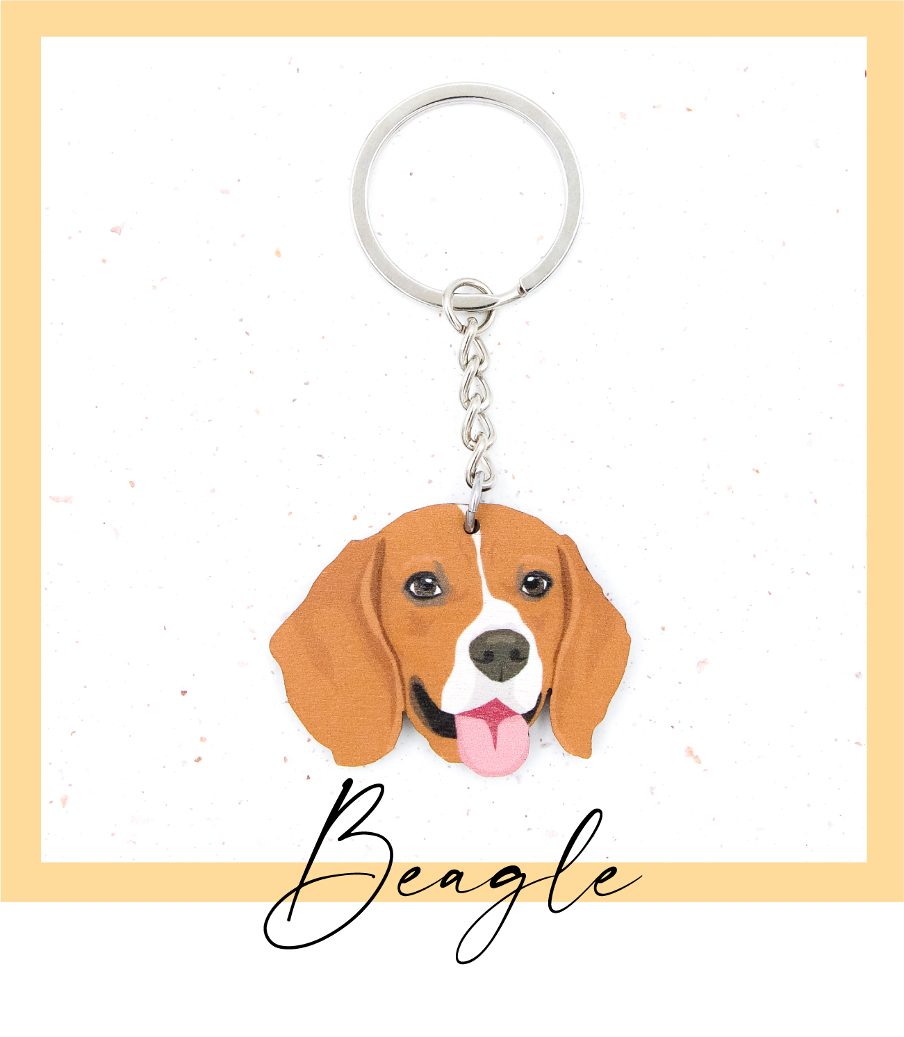 Suomalaisesta koivuvanerista ja teräksestä valmistettu beagle avaimenperä
