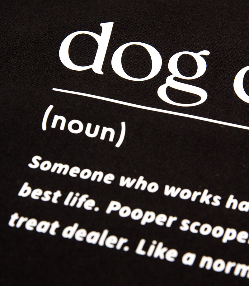 Musta kangaskassi dog dad tekstillä