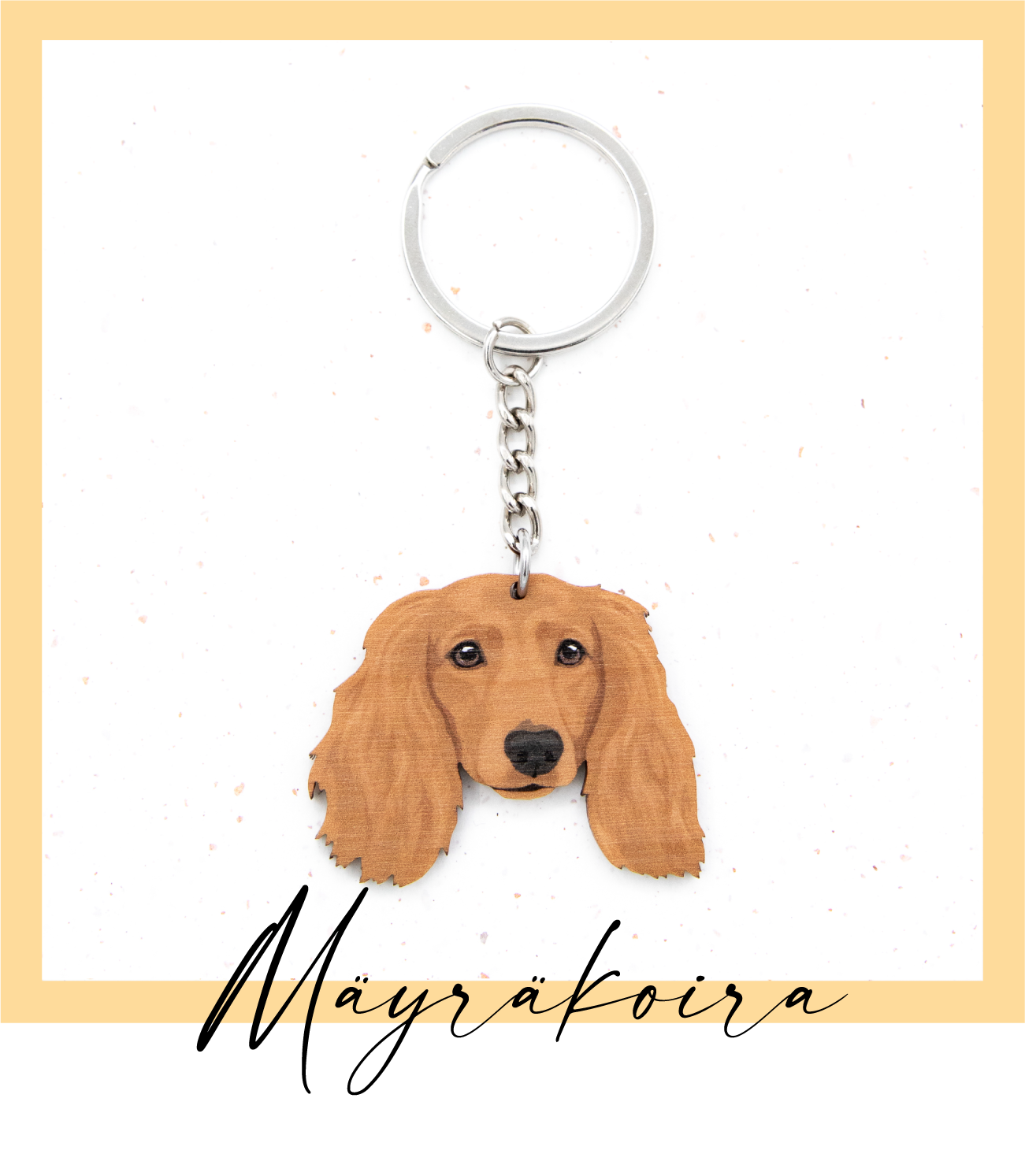 Long-haired Dachshund keychain