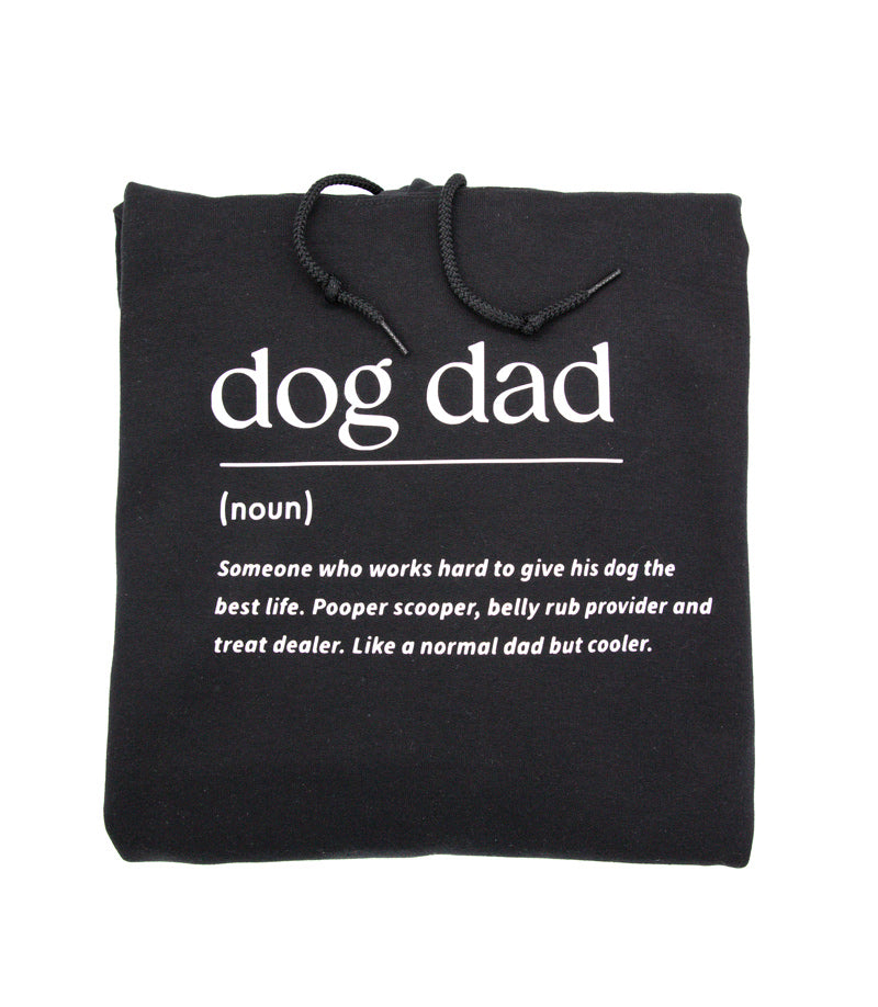 Musta huppari dog dad tekstillä
