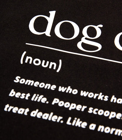 Musta kangaskassi dog dad tekstillä