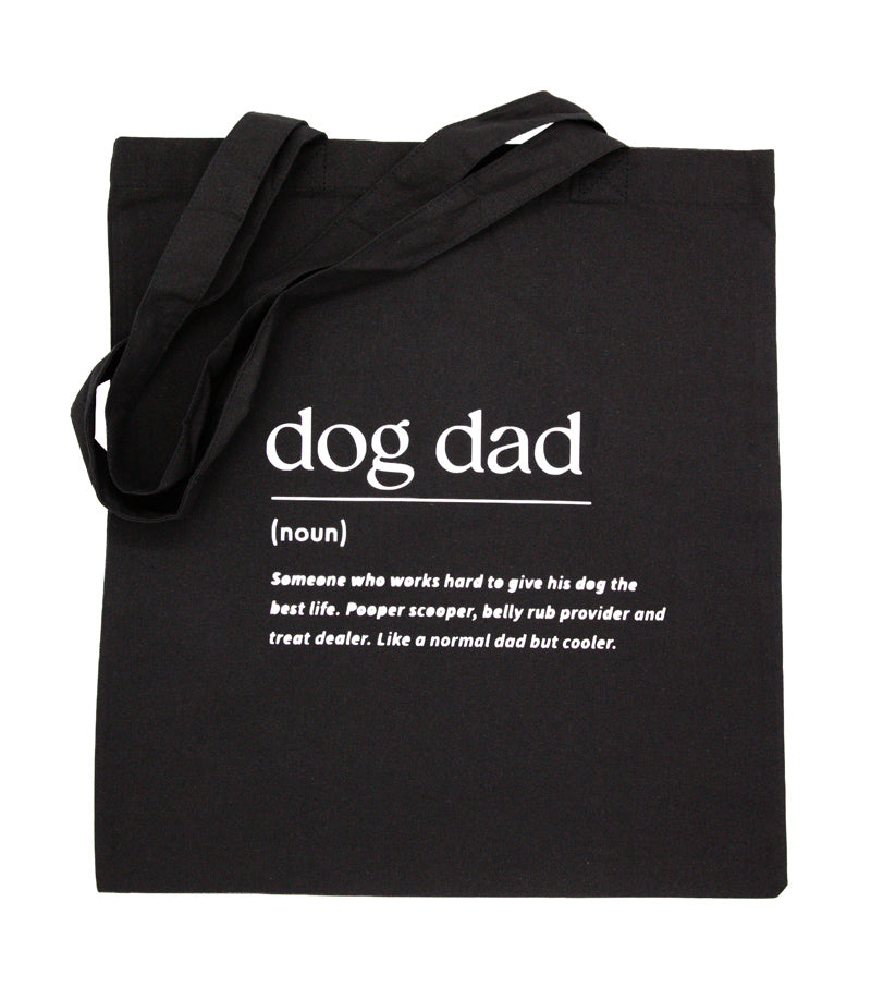 Musta kangaskassi dog dad tekstillä