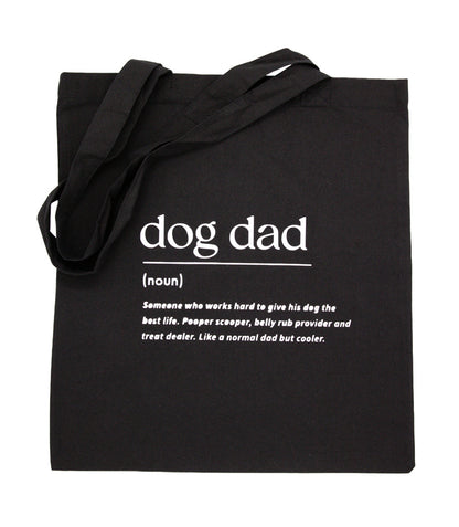 Musta kangaskassi dog dad tekstillä