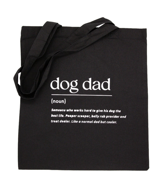 Musta kangaskassi dog dad tekstillä