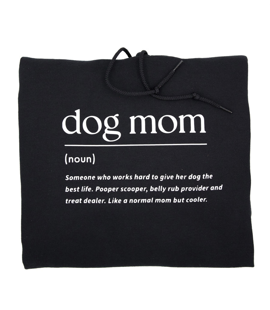 Musta huppari dog mom tekstillä