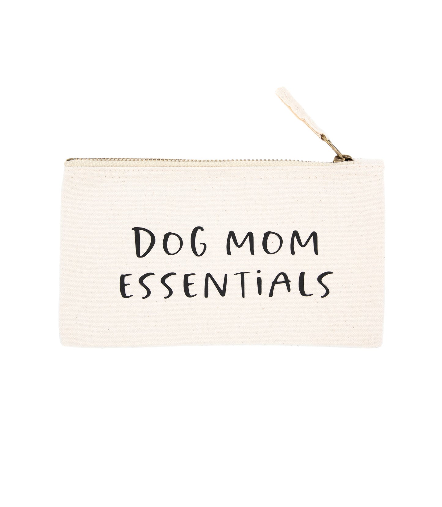 Luonnonvalkoinen 100% puuvilla pussukka tekstillä dog mom essentials
