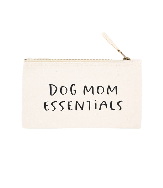 Luonnonvalkoinen 100% puuvilla pussukka tekstillä dog mom essentials