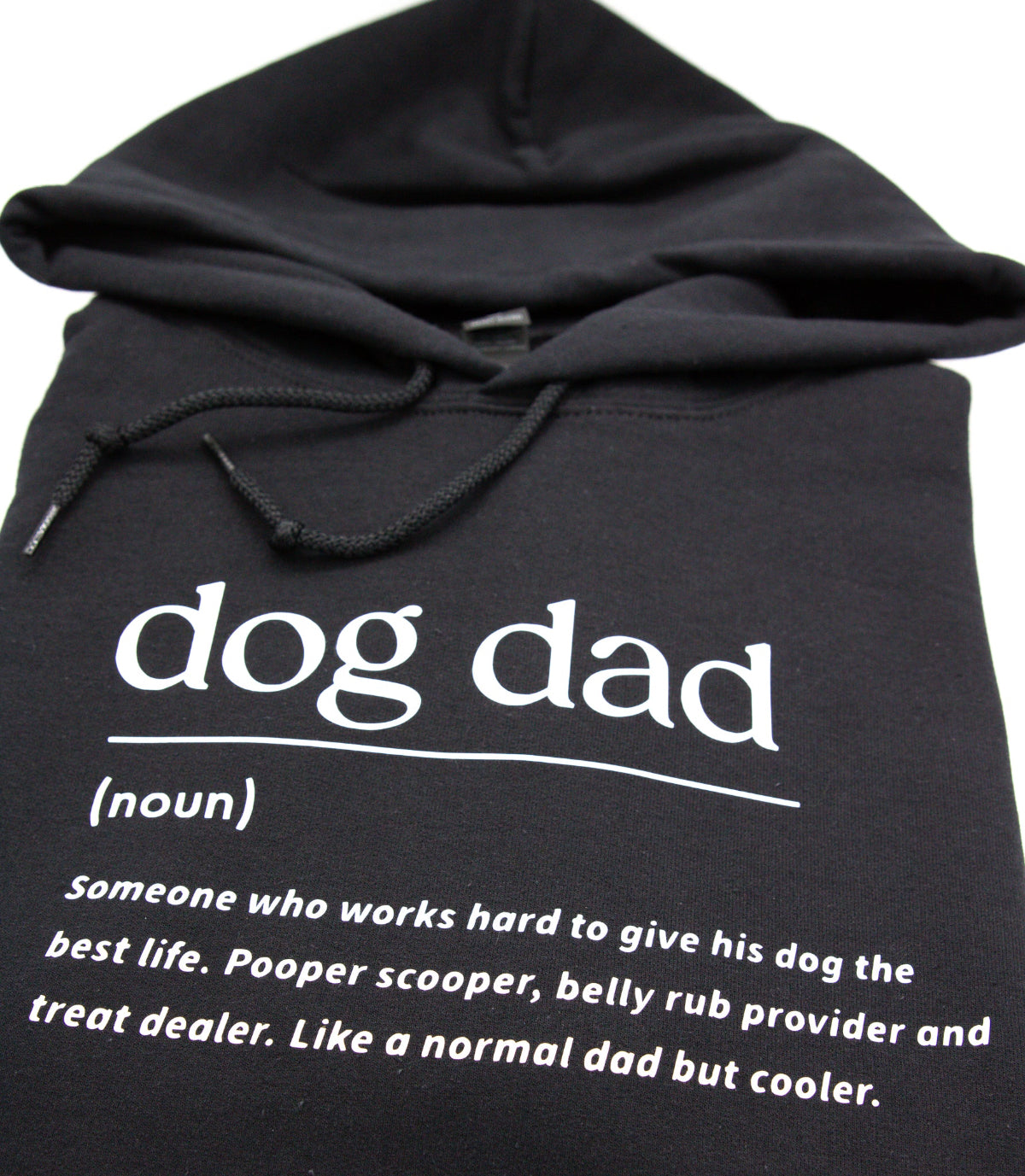 Musta huppari dog dad tekstillä