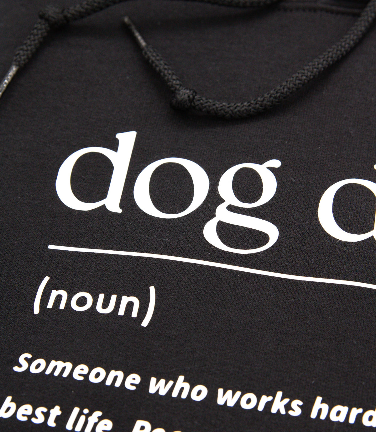 Musta huppari dog dad tekstillä