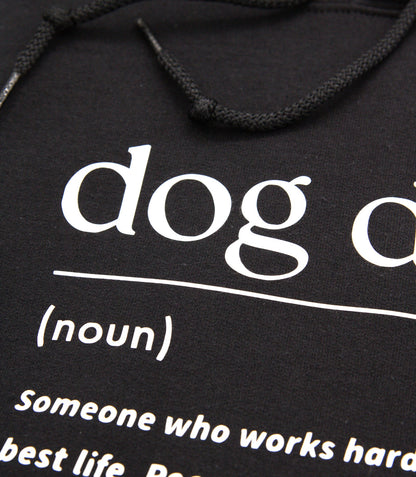 Musta huppari dog dad tekstillä