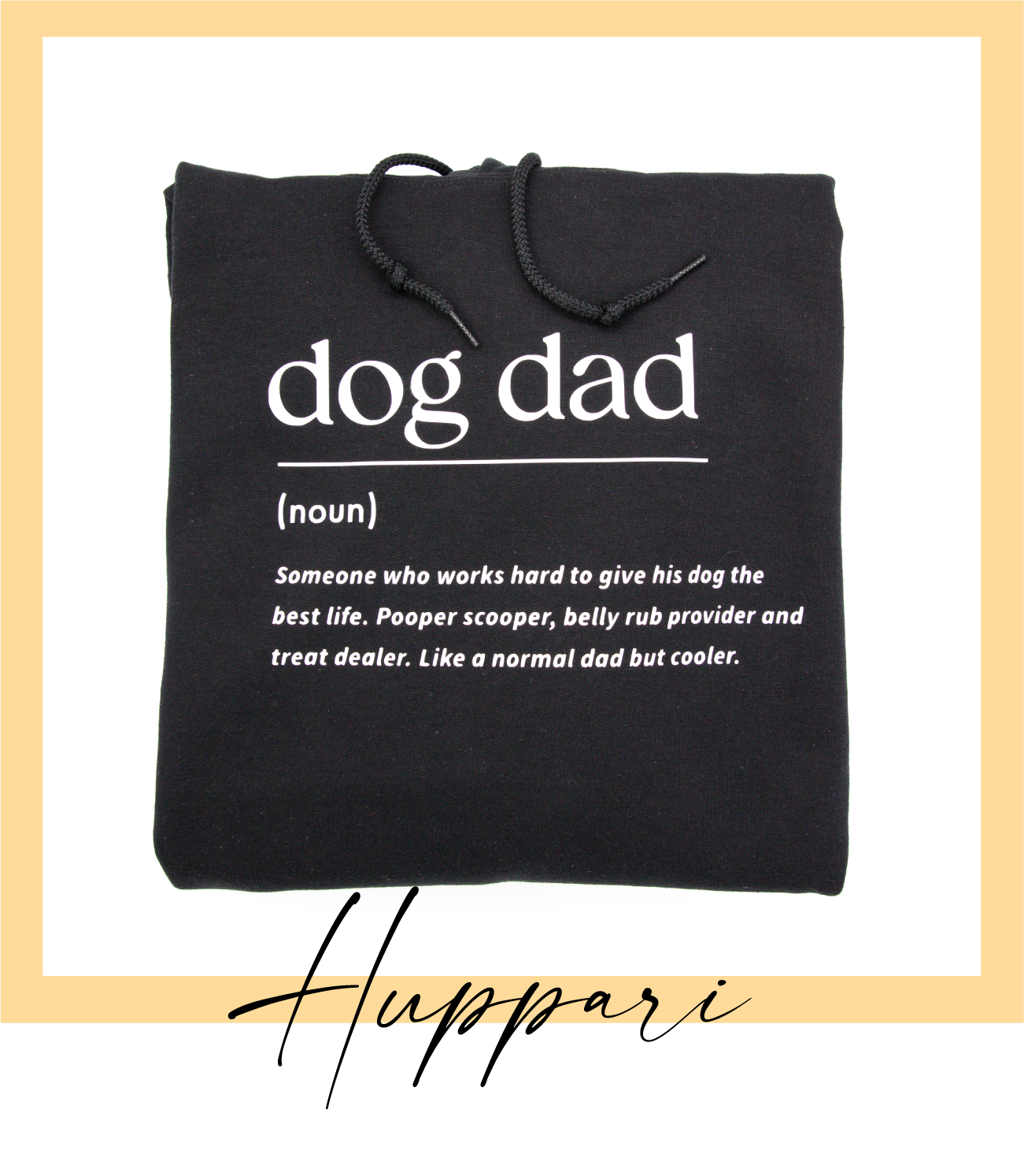 Musta huppari dog dad tekstillä