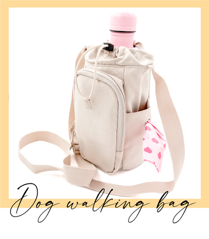 Koiranomistajan ulkoilulaukku eli dog walking bag värissä beige
