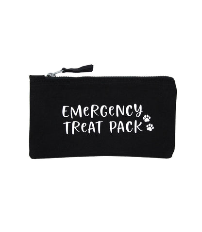 Musta 100% puuvilla pussukka tekstillä emergency treat pack