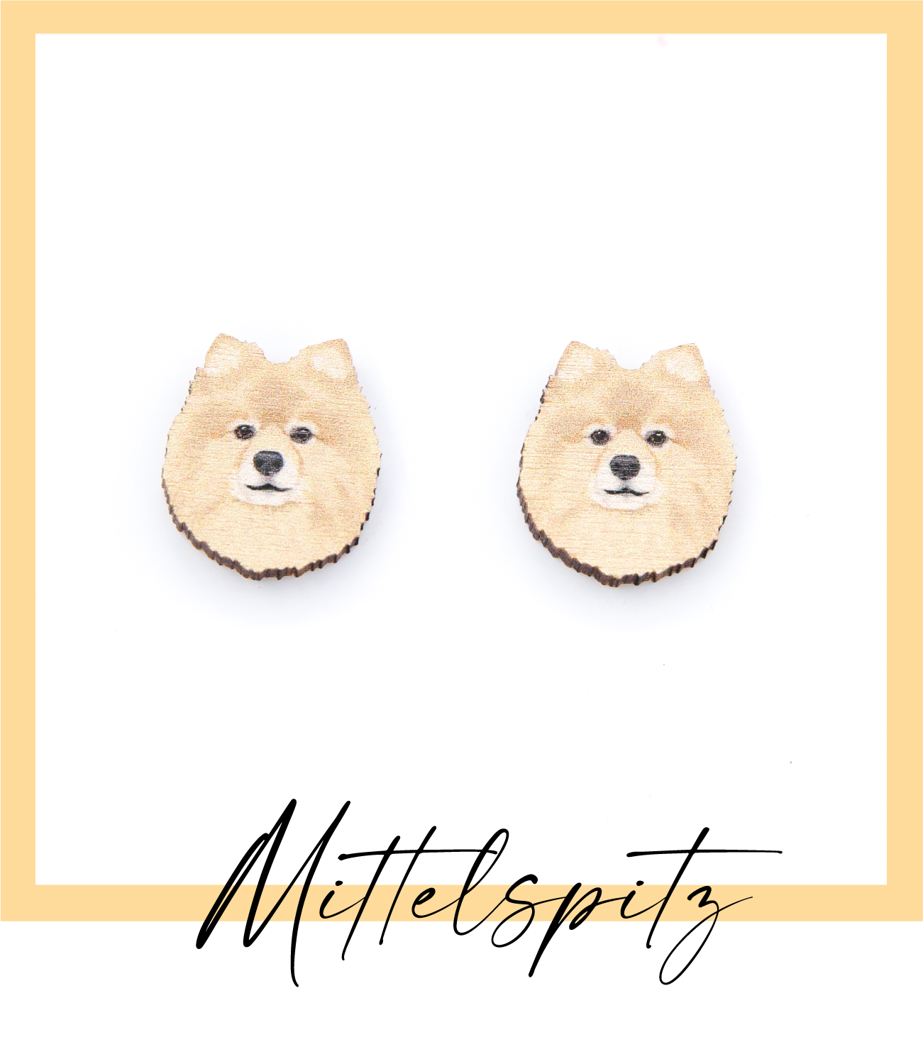 Suomalaisesta koivuvanerista ja allergiaystävällisestä kirurginteräksestä valmistetut mittelspitz nappikorvakorut