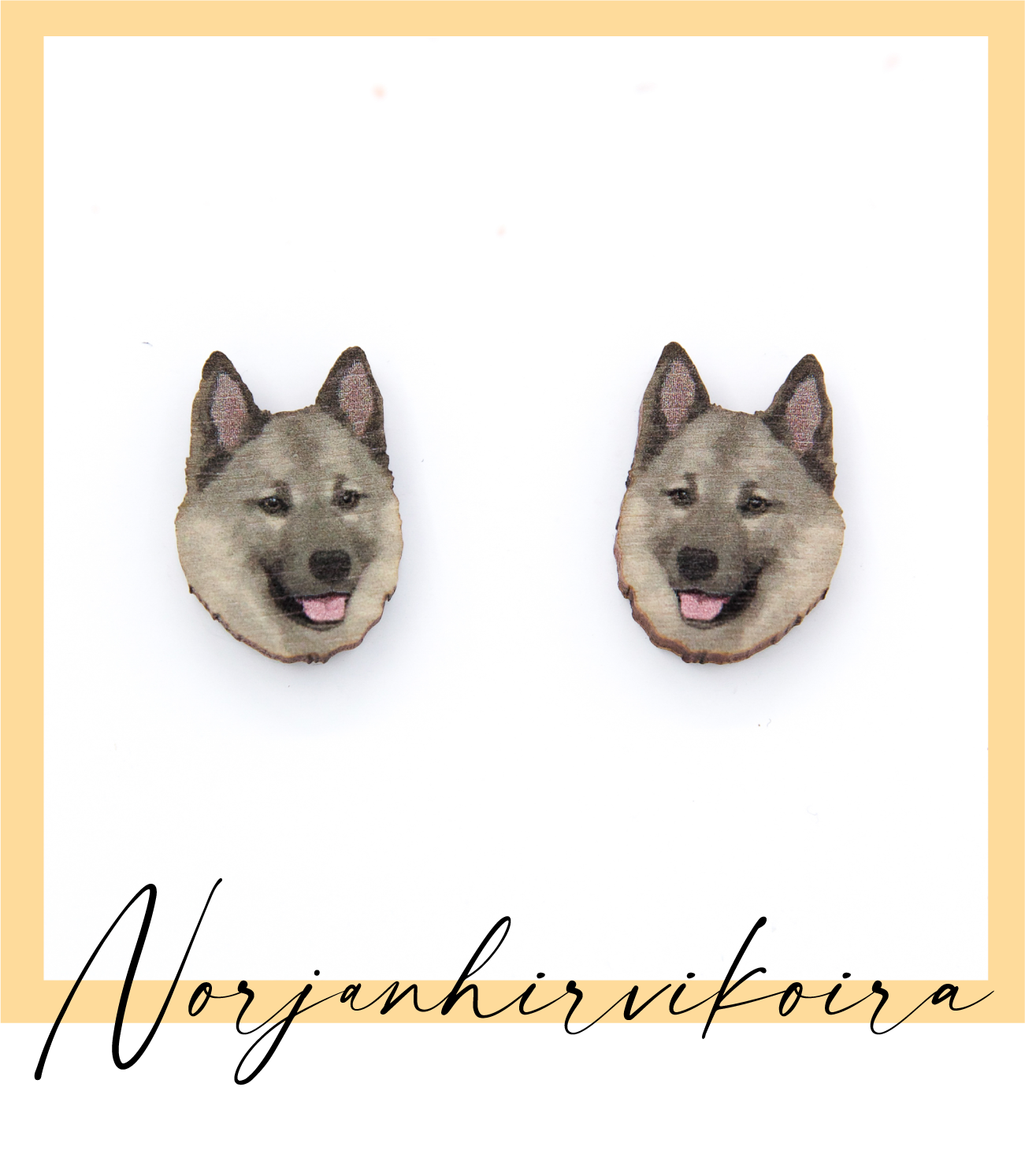 Harmaa norjanhirvikoira-nappikorvakorut