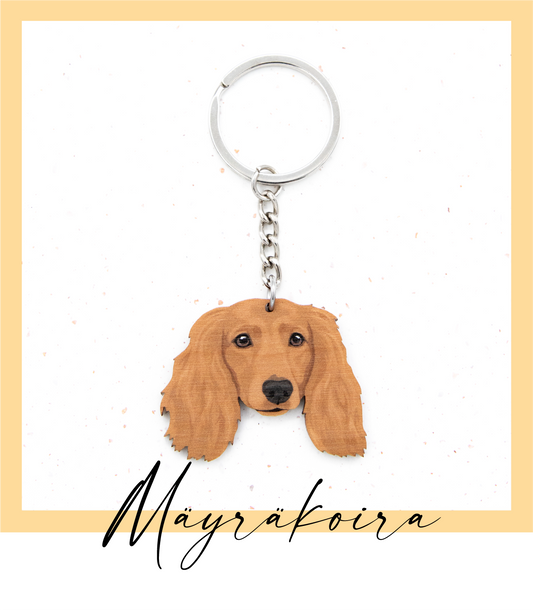 Long-haired Dachshund keychain